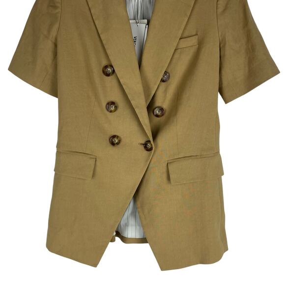 Veronica Beard Atwood Short Sleeve Linen Dickey Jacket Khaki Size 2 - Picture 6 of 10